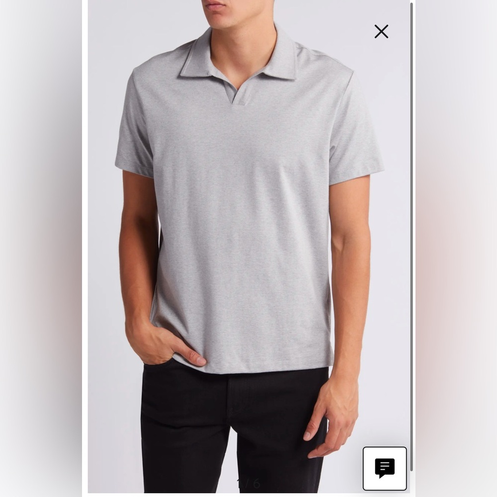 Robert Barakett Wardlow Tonal Stripe Short Sleeve Cotton Blend Polo, Grey, sz L